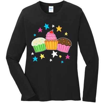 Funny Baking Delicious Cupcake Lover Cupcakes Ladies Long Sleeve Shirt