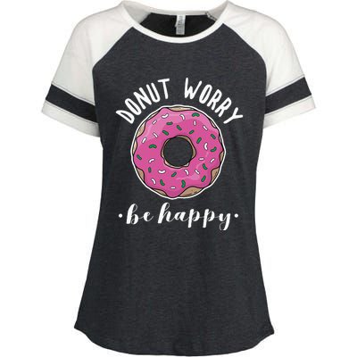 Funny Baking Donut Worry Be Happy Pink Doughnut Gift Enza Ladies Jersey Colorblock Tee