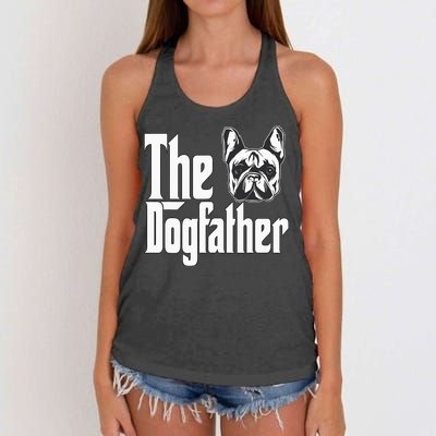 French Bulldog Dog Dad Dogfather Dogs Daddy Father Women's Knotted Racerback Tank