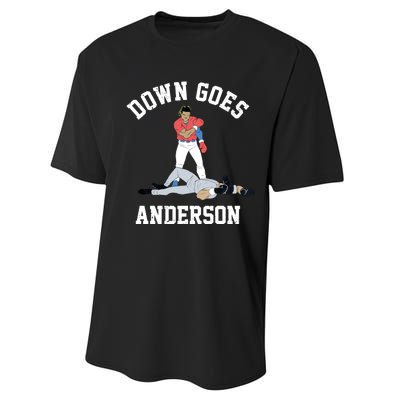 FUNNY BASEBALL DOWN GOES ANDERSON Performance Sprint T-Shirt