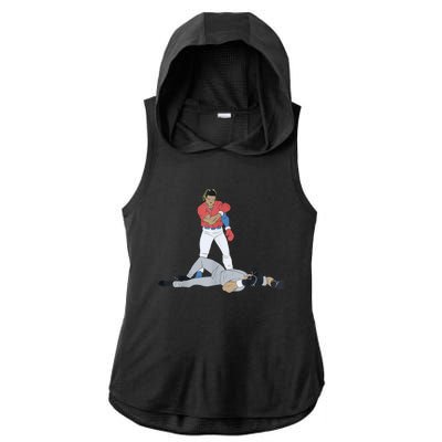 FUNNY BASEBALL DOWN GOES ANDERSON Ladies PosiCharge Tri-Blend Wicking Draft Hoodie Tank