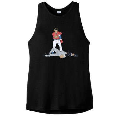 FUNNY BASEBALL DOWN GOES ANDERSON Ladies PosiCharge Tri-Blend Wicking Tank