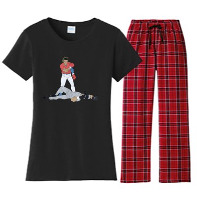 FUNNY BASEBALL DOWN GOES ANDERSON Women's Flannel Pajama Set