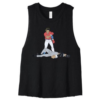 FUNNY BASEBALL DOWN GOES ANDERSON Women's Racerback Cropped Tank