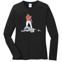 FUNNY BASEBALL DOWN GOES ANDERSON Ladies Long Sleeve Shirt