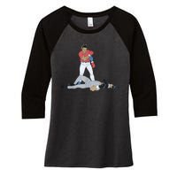 FUNNY BASEBALL DOWN GOES ANDERSON Women's Tri-Blend 3/4-Sleeve Raglan Shirt