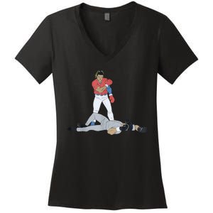 FUNNY BASEBALL DOWN GOES ANDERSON Women's V-Neck T-Shirt