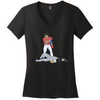 FUNNY BASEBALL DOWN GOES ANDERSON Women's V-Neck T-Shirt