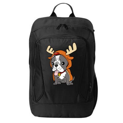 French Bulldog Dressed As Reindeer Dogs Xmas Gift City Backpack