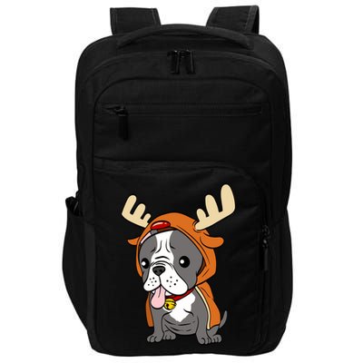 French Bulldog Dressed As Reindeer Dogs Xmas Gift Impact Tech Backpack