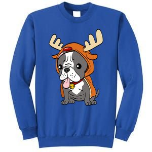 French Bulldog Dressed As Reindeer Dogs Xmas Gift Sweatshirt