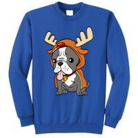 French Bulldog Dressed As Reindeer Dogs Xmas Gift Sweatshirt