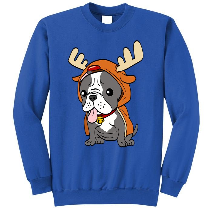 French Bulldog Dressed As Reindeer Dogs Xmas Gift Sweatshirt