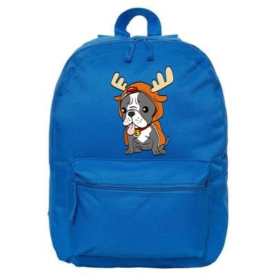 French Bulldog Dressed As Reindeer Dogs Xmas Gift 16 in Basic Backpack