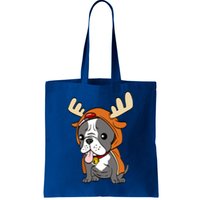 French Bulldog Dressed As Reindeer Dogs Xmas Gift Tote Bag