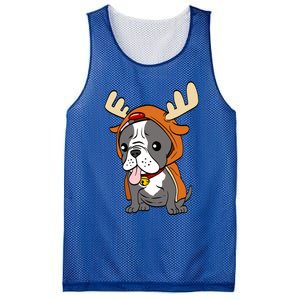 French Bulldog Dressed As Reindeer Dogs Xmas Gift Mesh Reversible Basketball Jersey Tank