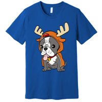 French Bulldog Dressed As Reindeer Dogs Xmas Gift Premium T-Shirt