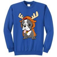 French Bulldog Dressed As Reindeer Dogs Xmas Gift Tall Sweatshirt