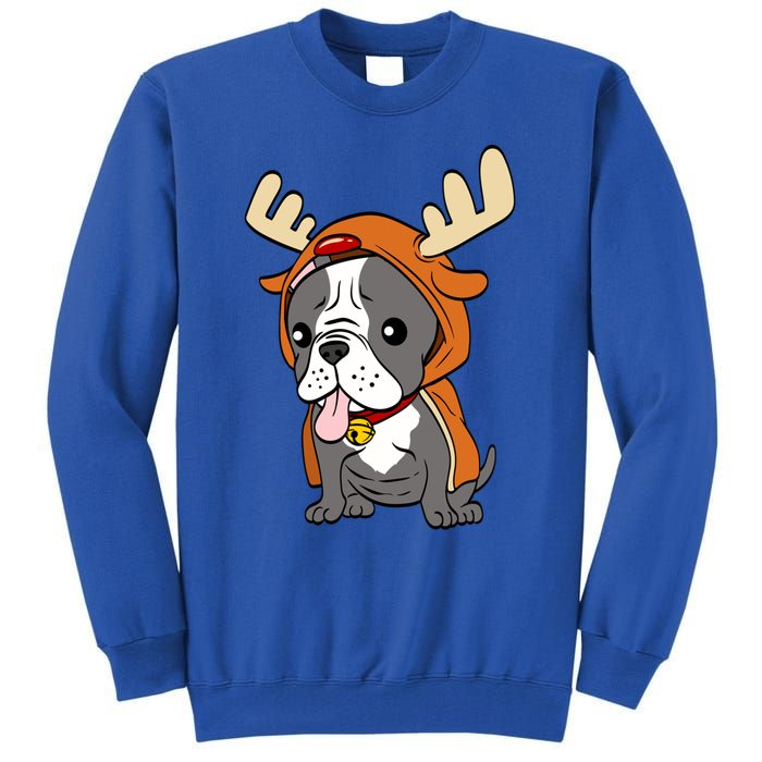 French Bulldog Dressed As Reindeer Dogs Xmas Gift Tall Sweatshirt