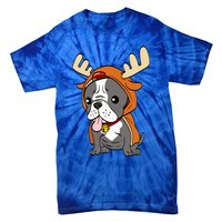 French Bulldog Dressed As Reindeer Dogs Xmas Gift Tie-Dye T-Shirt