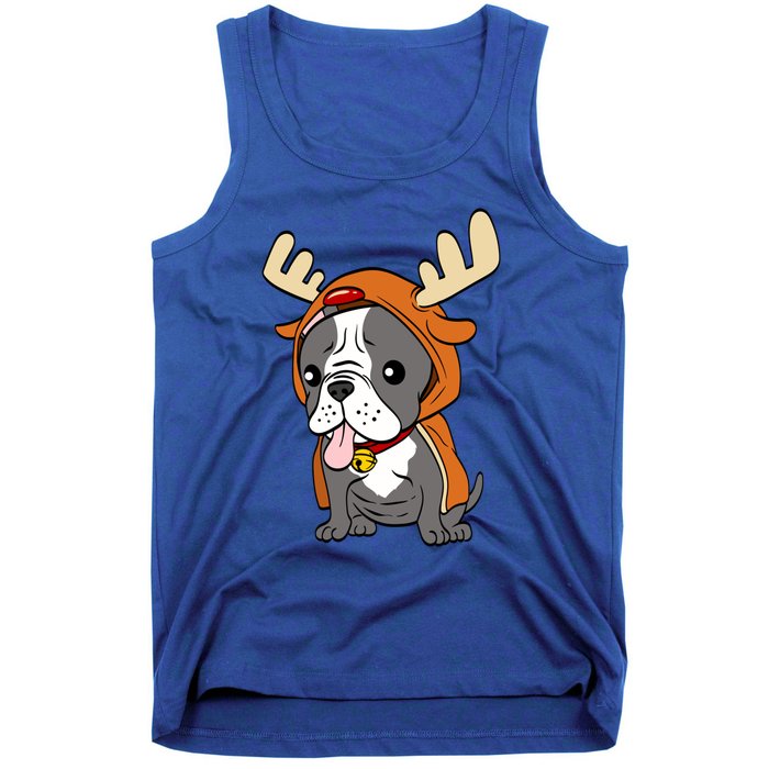 French Bulldog Dressed As Reindeer Dogs Xmas Gift Tank Top