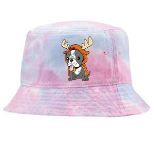 French Bulldog Dressed As Reindeer Dogs Xmas Gift Tie-Dyed Bucket Hat