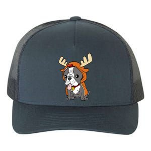 French Bulldog Dressed As Reindeer Dogs Xmas Gift Yupoong Adult 5-Panel Trucker Hat