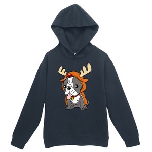 French Bulldog Dressed As Reindeer Dogs Xmas Gift Urban Pullover Hoodie