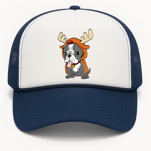 French Bulldog Dressed As Reindeer Dogs Xmas Gift Trucker Hat