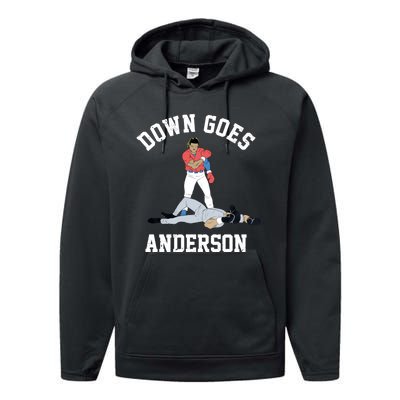 FUNNY BASEBALL DOWN GOES ANDERSON Performance Fleece Hoodie