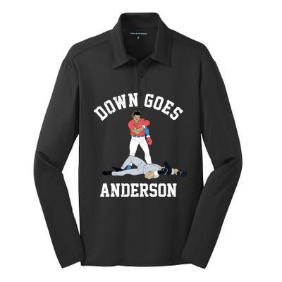 FUNNY BASEBALL DOWN GOES ANDERSON Silk Touch Performance Long Sleeve Polo