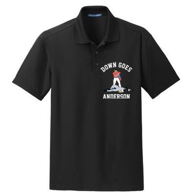 FUNNY BASEBALL DOWN GOES ANDERSON Dry Zone Grid Polo