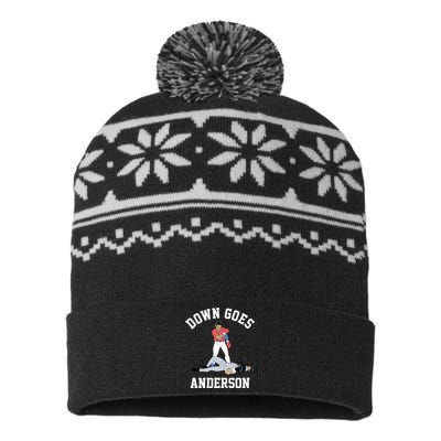 FUNNY BASEBALL DOWN GOES ANDERSON USA-Made Snowflake Beanie