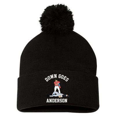 FUNNY BASEBALL DOWN GOES ANDERSON Pom Pom 12in Knit Beanie