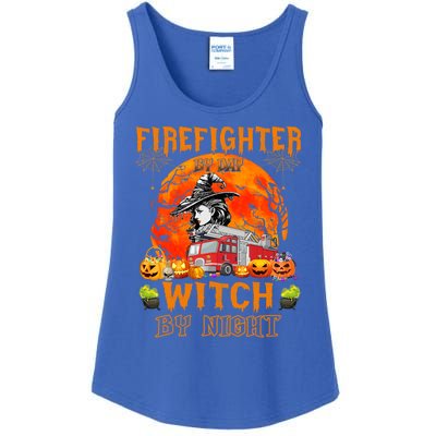 Firefighter By Day Witch By Night Halloween Fire Truck Funny Gift Ladies Essential Tank