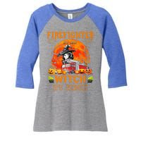 Firefighter By Day Witch By Night Halloween Fire Truck Funny Gift Women's Tri-Blend 3/4-Sleeve Raglan Shirt