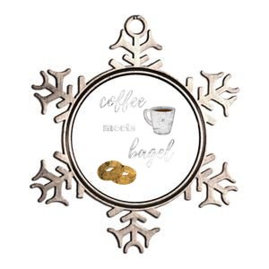 Foodie Breakfast Design Funny Coffee Meets Bagels Food Lover Gift Metallic Star Ornament