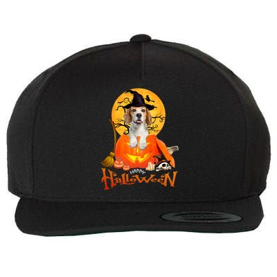 Funny Beagle Dog Spooky Halloween Wool Snapback Cap