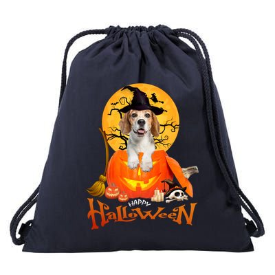 Funny Beagle Dog Spooky Halloween Drawstring Bag