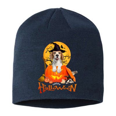 Funny Beagle Dog Spooky Halloween Sustainable Beanie