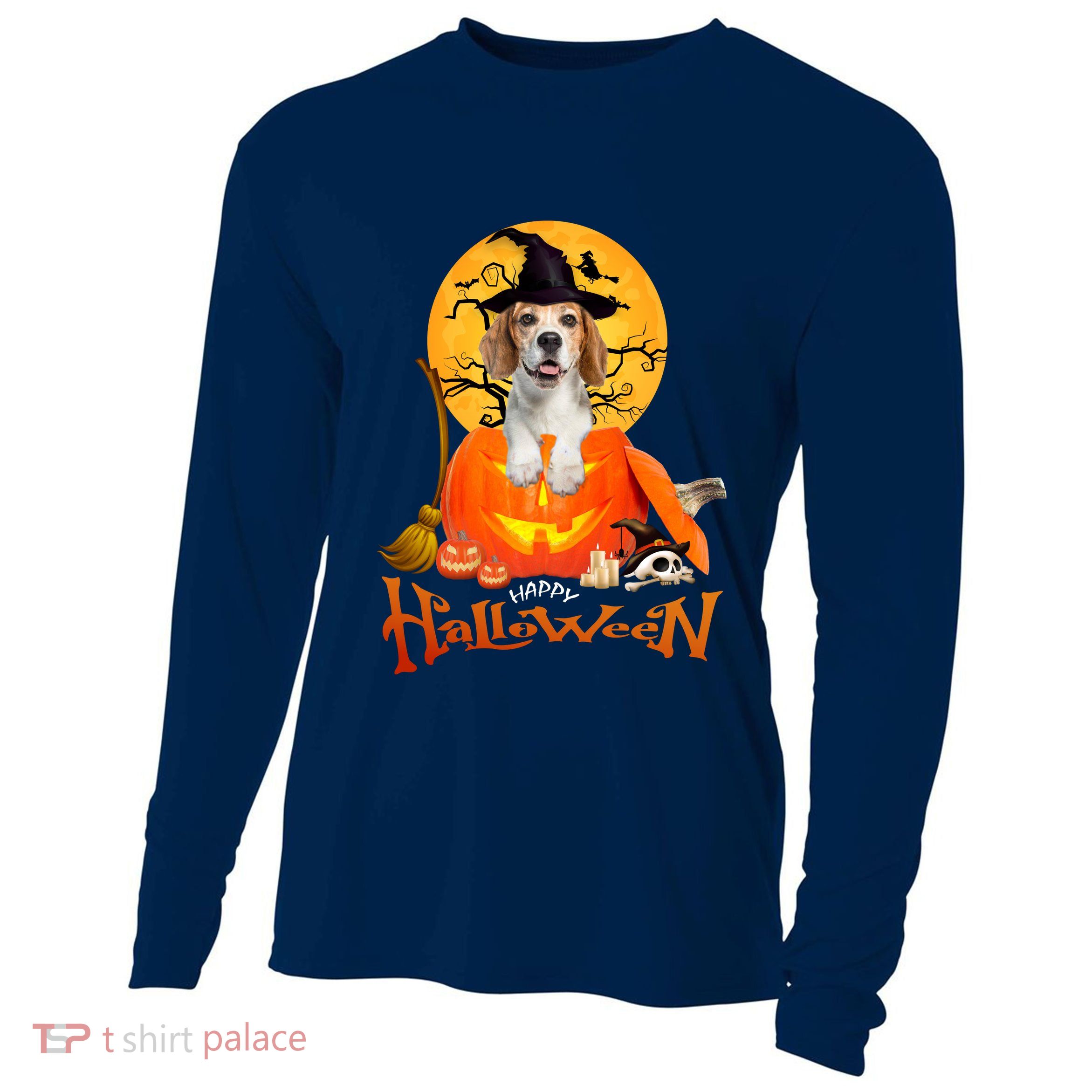 Funny Beagle Dog Spooky Halloween Cooling Performance Long Sleeve Crew