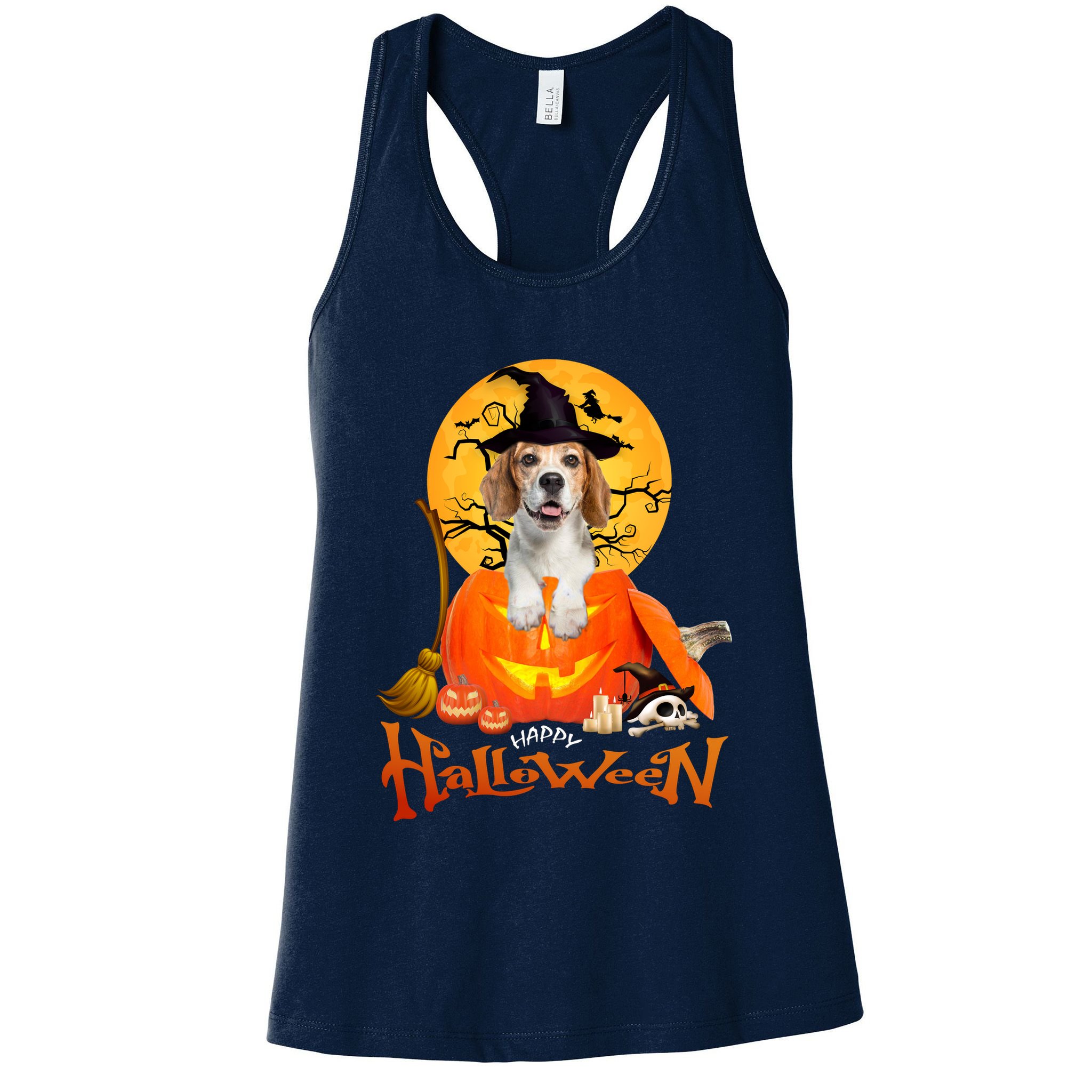 Funny Beagle Dog Spooky Halloween Womens Tank Top