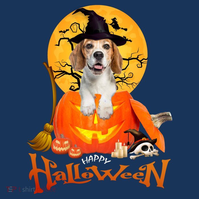 Funny Beagle Dog Spooky Halloween Short Acrylic Beanie