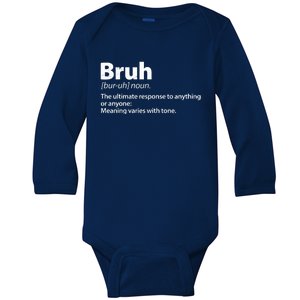 Funny Bruh Definition Baby Long Sleeve Bodysuit