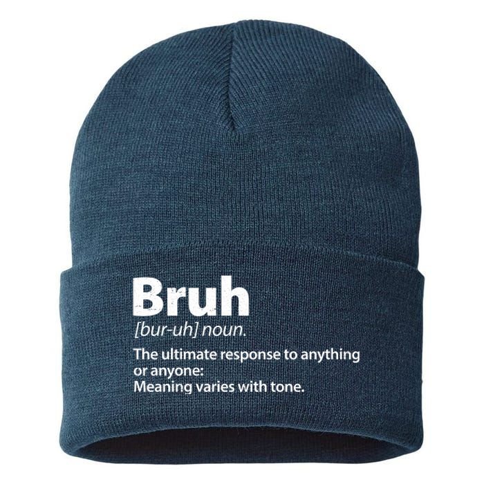 Funny Bruh Definition Sustainable Knit Beanie