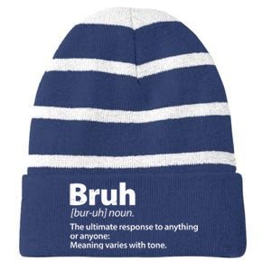 Funny Bruh Definition Striped Beanie with Solid Band