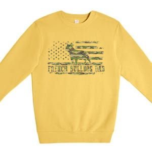 French Bulldog Dad Camouflage American Flag Patriotic Dog Premium Crewneck Sweatshirt