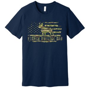 French Bulldog Dad Camouflage American Flag Patriotic Dog Premium T-Shirt