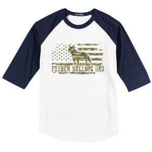 French Bulldog Dad Camouflage American Flag Patriotic Dog Baseball Sleeve Shirt