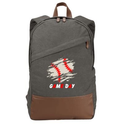 Funny Baseball Day Quote Cool Game Of The Day Gift Cotton Canvas Backpack